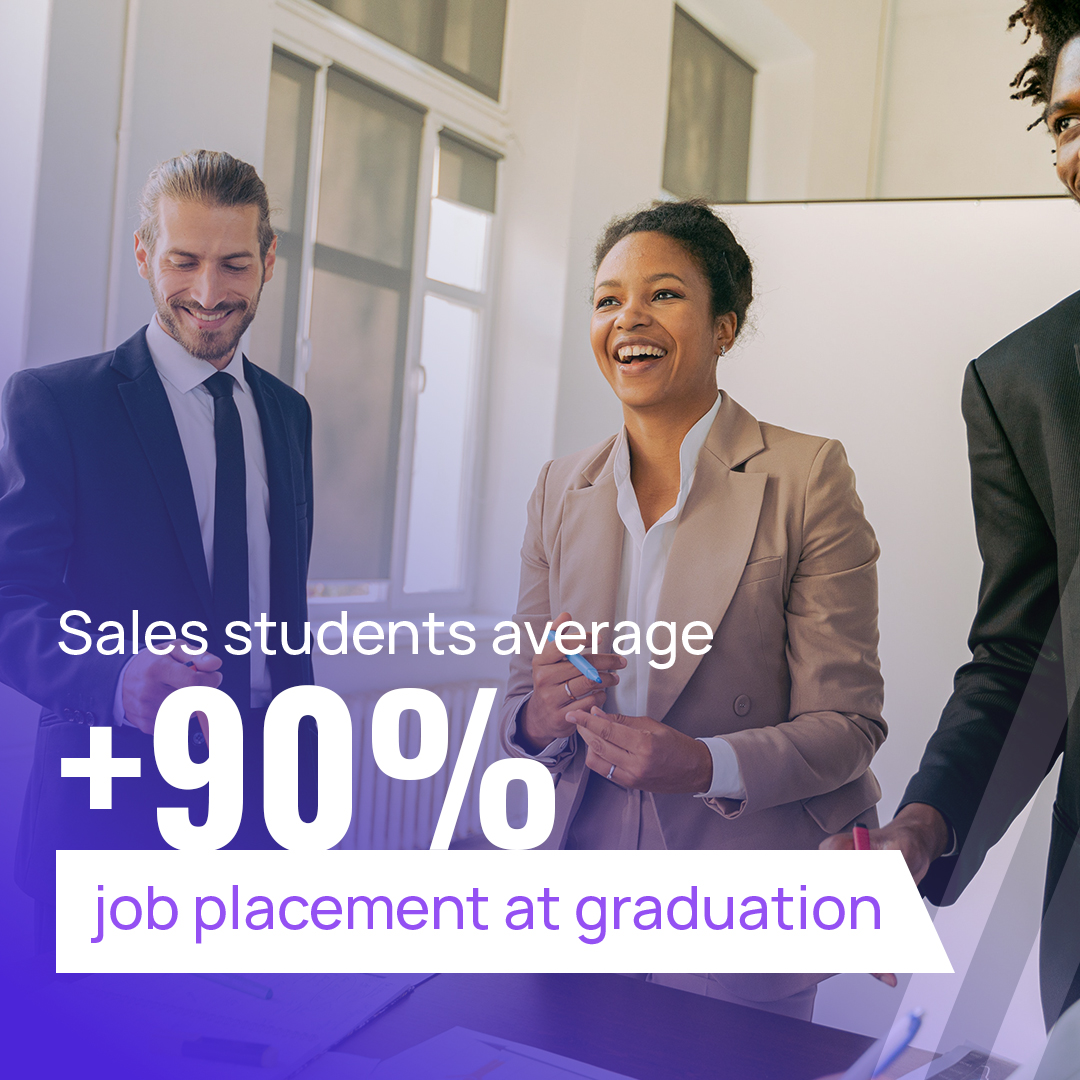 Sales students average +90% job placement at graduation