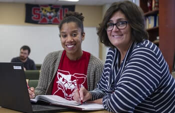 Learning Center tutoring among two students