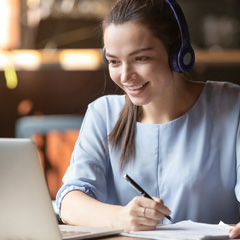 Female student working on her laptop