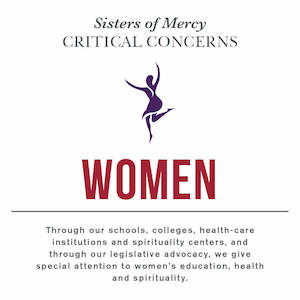 Sisters of Mercy Critical Concern with Women and a quote underneath