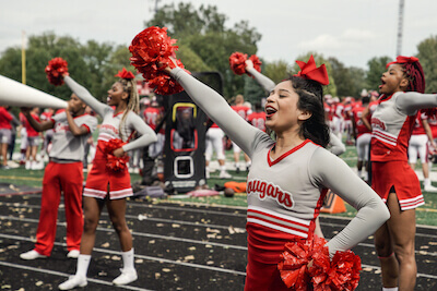 SXU Cheerleaders at the Homecoming game