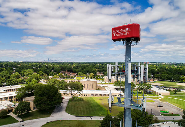 Aerial view of radio tower