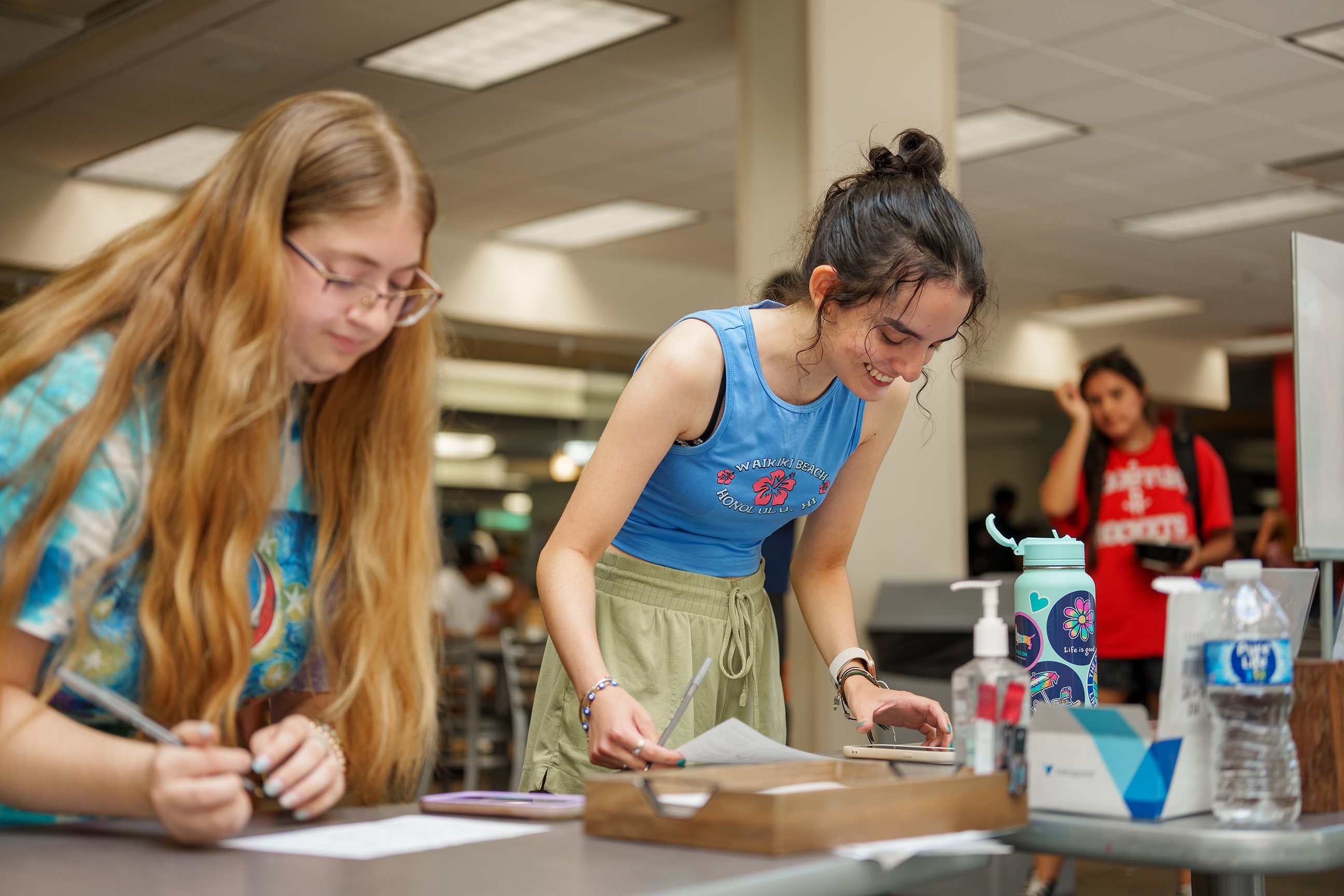 A pair of students working together 