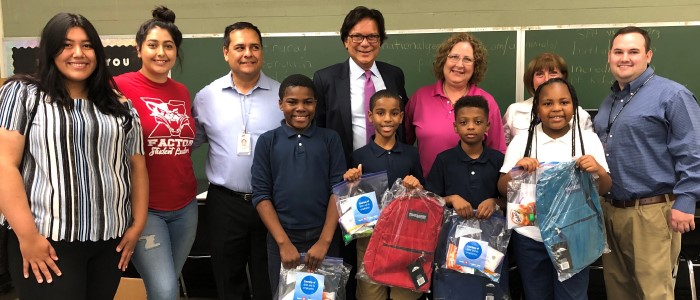 GSM donates backpacks to an elementary school feature story